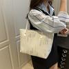 Student class cloth bag bag women's new shoulder armpit bag striped large-capacity commuter casual tote bag