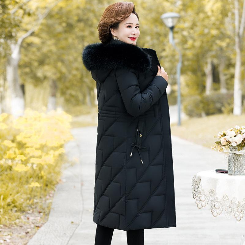 Long Over-the-knee Middle-aged and Elderly Women's Mid-length Thickened Mother Winter Down Cotton-padded Jacket