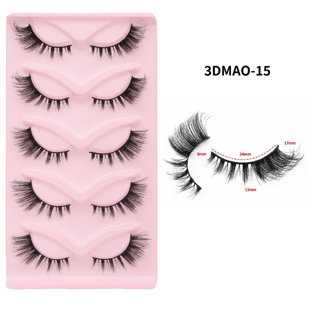 XF 5 Pairs Fox Eye Lashes 3D Silk Fluffy Faux Mink False Cat Eyelashes Custom Packaging Box with Private logo