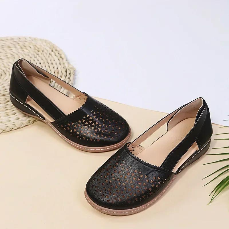 Fashion European and American Women's Shoes Round Toe Wedge Heel Large Flat Bottom Women's Sandals zapatos de mujer 2024