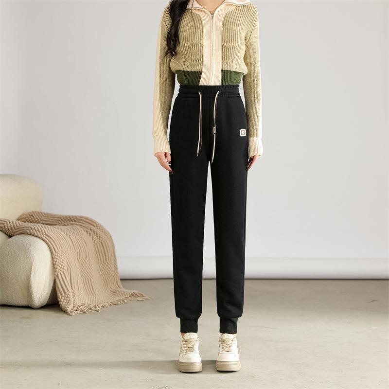 Winter Autumn Warm Women Pant Fashion High Waist Thick Loose Pants Solid Color All-Match Plush Sweatpants