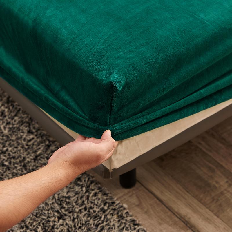WOSRAT Warm velvet fitted sheet elastic mattress cover winter bedspreads 2 people luxury double bed bedsheet king size 160x200