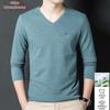 Men's Solid Color V-Neck Long Sleeve T-Shirt