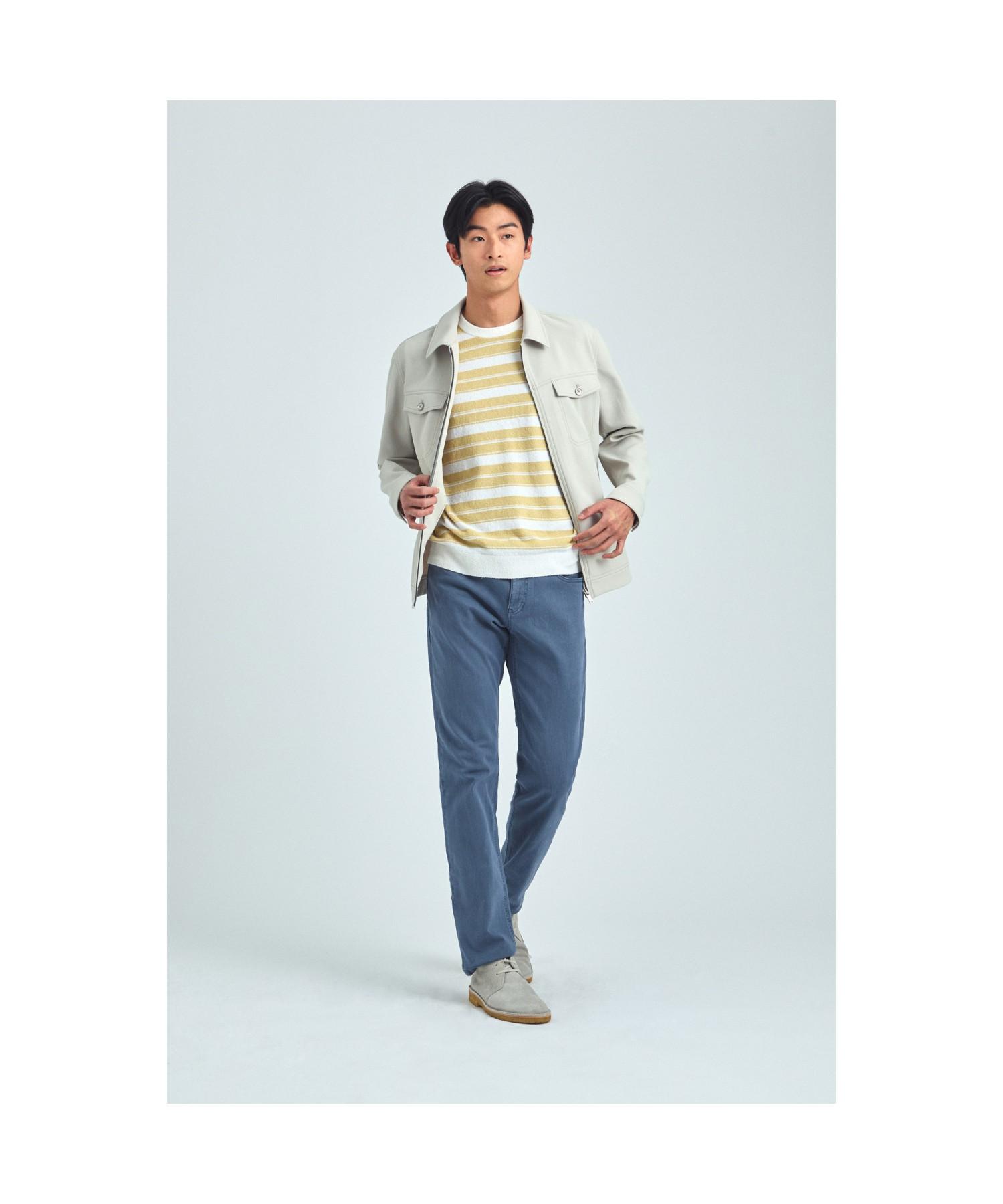 Brenwood [Selection] Terry Stripe Round Neck Sweater Brwam25851Yex Yellow/95