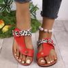 2025 Summer Plus Size Leopard Print Toe-Post Sandals - Casual Flats for Outdoor Wear