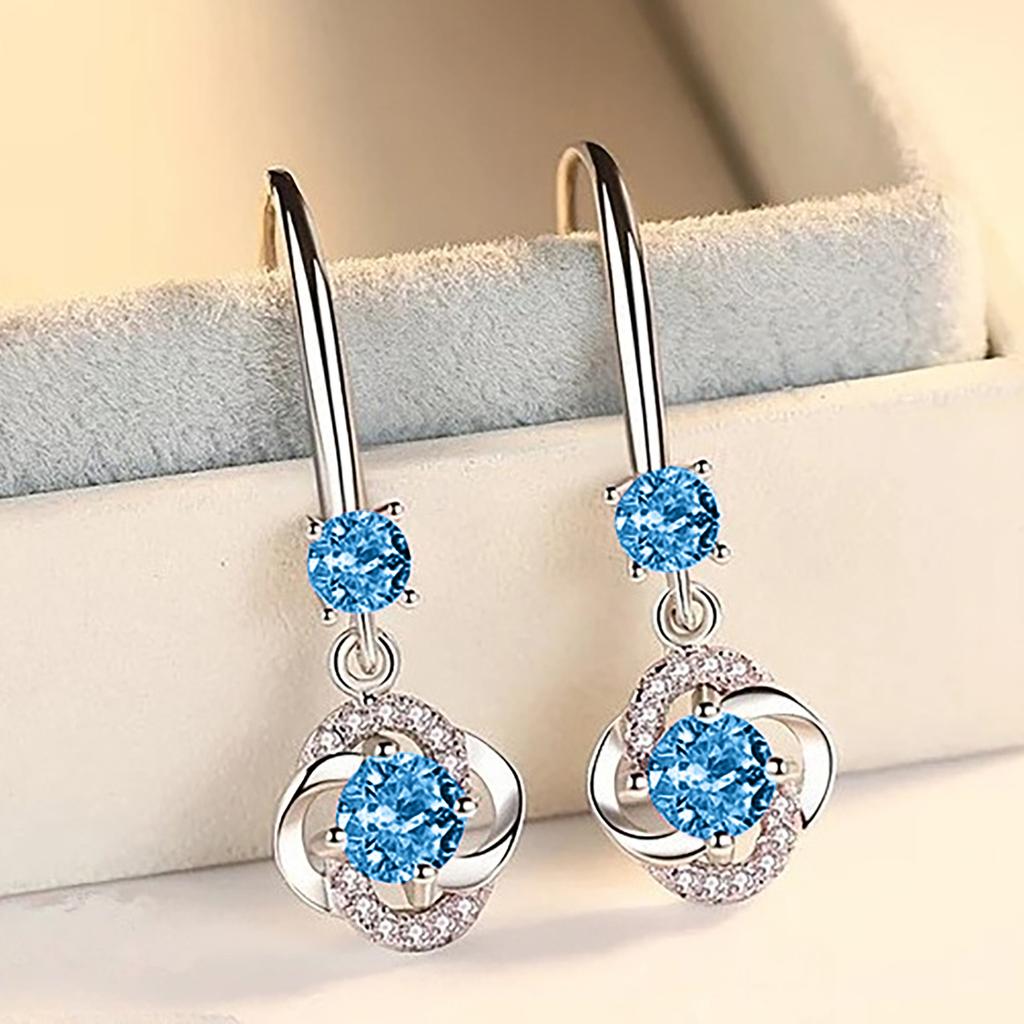 Diamond-studded Creative Earrings Temperament Long Four-leaf