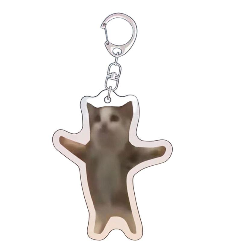 Crying Banana Cartoon Cat Keychain Acrylic Bag Charm Pendant Mascot Decoration