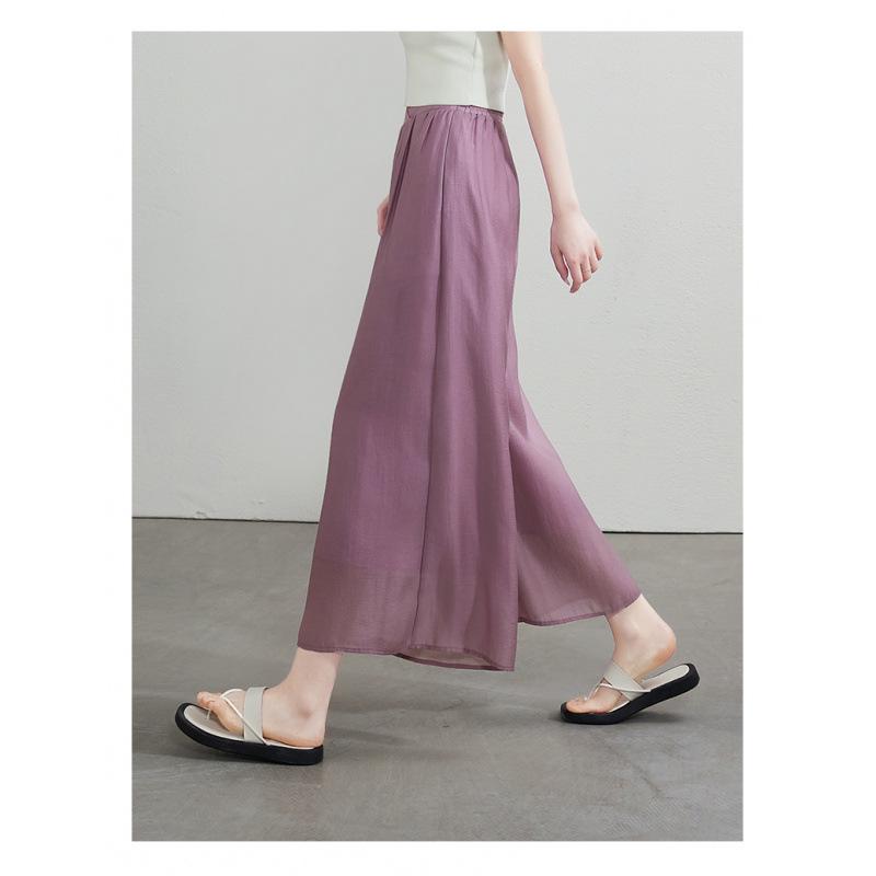 2026 Summer High Waist Wide-Leg Skirt Pants: Women's Casual Loose Fit, Thinning Nine-Point Design