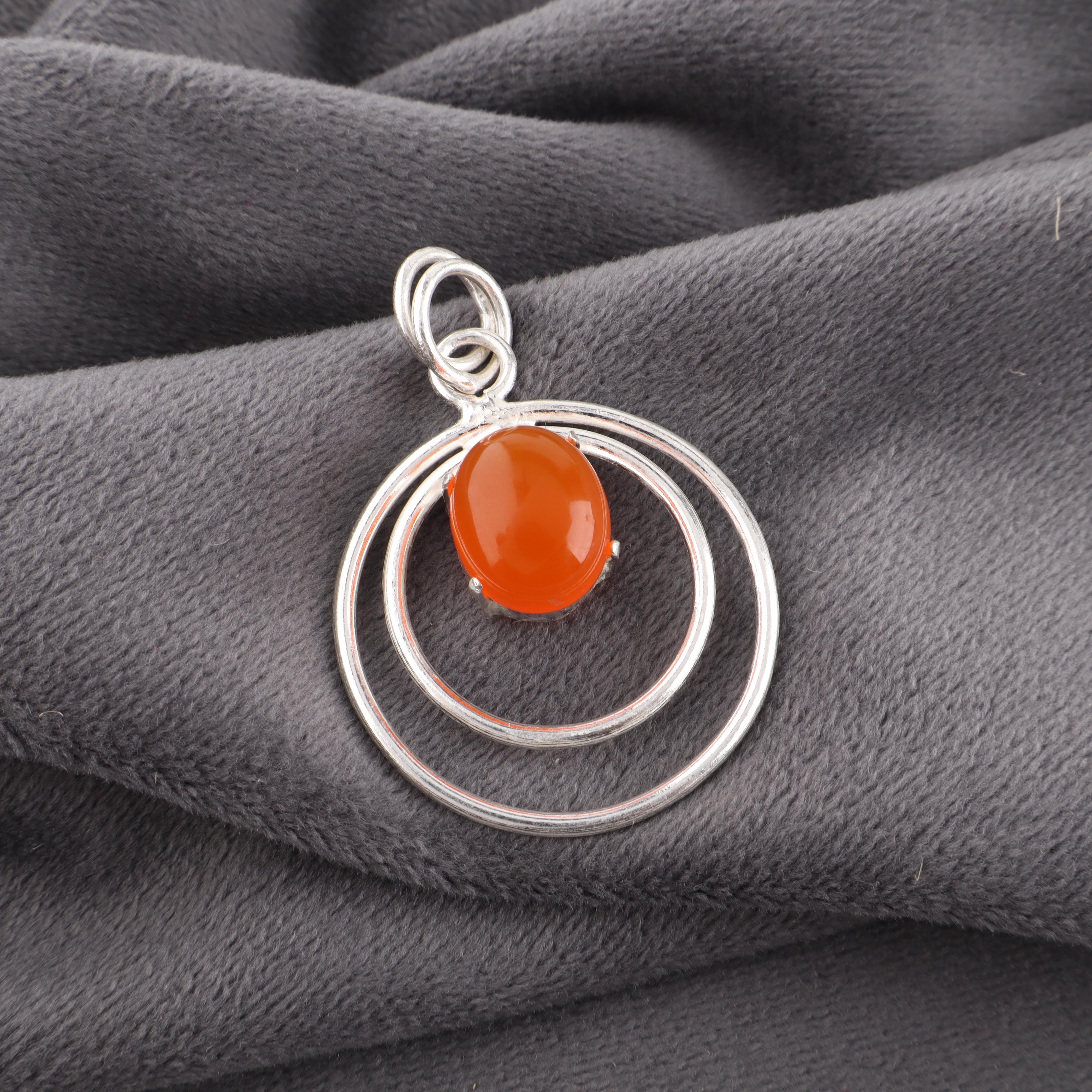

Украшения из сердолика, кулон из стерлингового серебра 925 пробы, ослепительный серебряный кулон ручной работы для подарка на День благодарения 1.65 Inches оранжевый