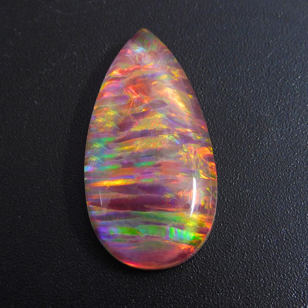 Lab Created Boulder Opal Pear 12.10 Ct Fabulous Certified Loose Gemstone