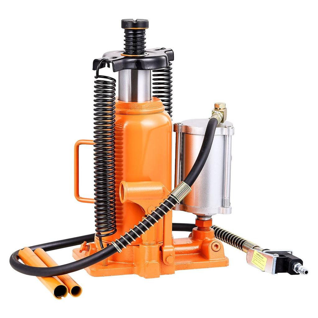 Air Hydraulic Bottle Jack, 20 Ton (44092 Lbs) Capacity, 260-495 Mm Lifting Range, Pneumatic/Manual Heavy Duty Welded Bottle Jack with Pump for SUV,