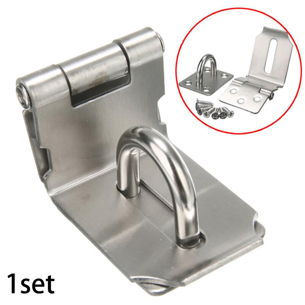 90 Degrees Door Clasp Lock Stainless Steel Padlock Hasp Staple Gate Door Shed Latch Lock Security Burglar-proof Hardware