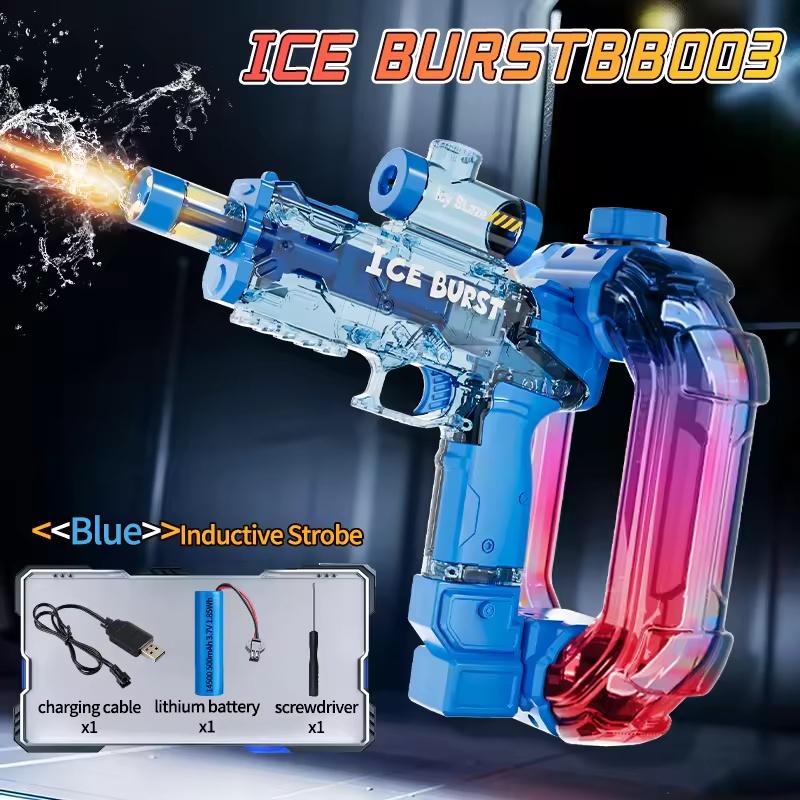 Ice Blast Energy Ring Electric Water Gun Automatic Continuous Large Capacity with Sound LED Light Summer Outdoor Toys for Kids