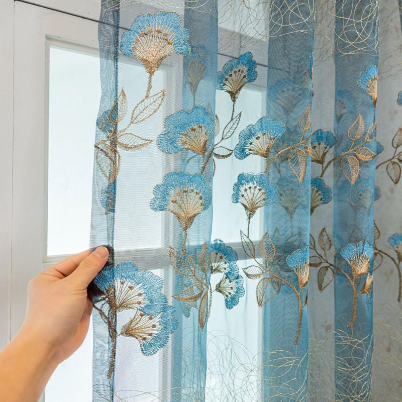 1 Piece Sheer Lace Curtain Panel Living Room Bedroom Decor Semi-Sheer Tulle Window Treatment With Rod Pocket