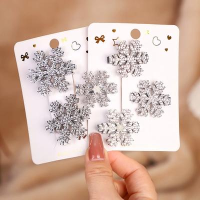 Set da 2 pezzi Fermagli per Capelli in Cristallo Fiocco di Neve Lucido per Donne Ragazze Ciocche Dolci Clip Laterale Fermagli Glitterati Accessori per Capelli Matrimonio Natale