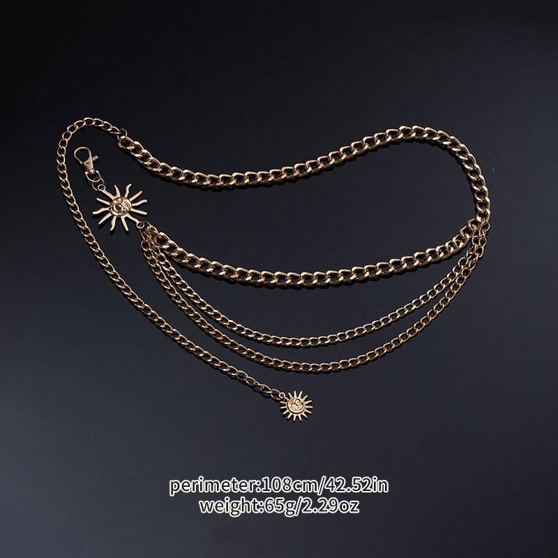 Waist Chain Metal Sunflower Belt Body Chain Women'S Retro Multi-Layer Chain Adjustable Dress Waist Accessories
