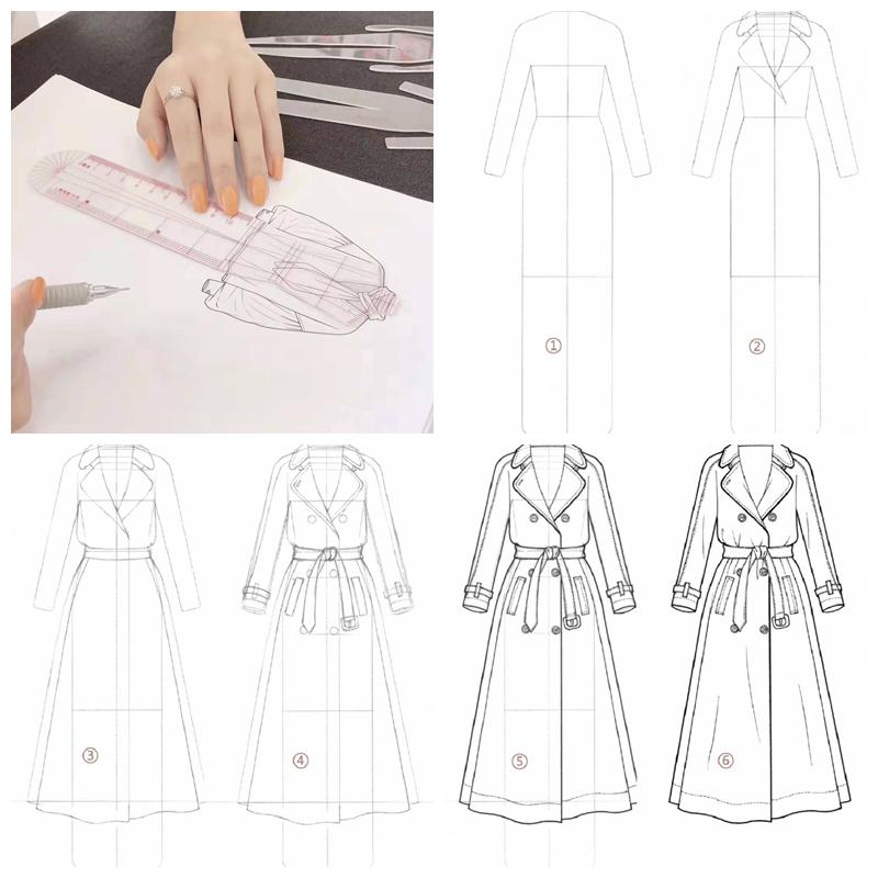 Kobiety rysunek linijka rysunek szablon dla ilustracji szablonu szkicu