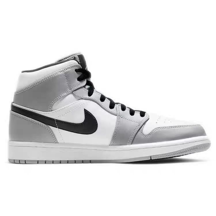 Jordan Air Jordan 1 Abrasion Resistant Slip Resistant Mid top Vintage Basketball Shoes Men's Smoke Gray 554724-092(Team181-)