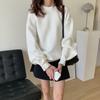 Solid Color Sweater Women's Space Cotton Loose Round Neck Long Sleeve Pullover Top