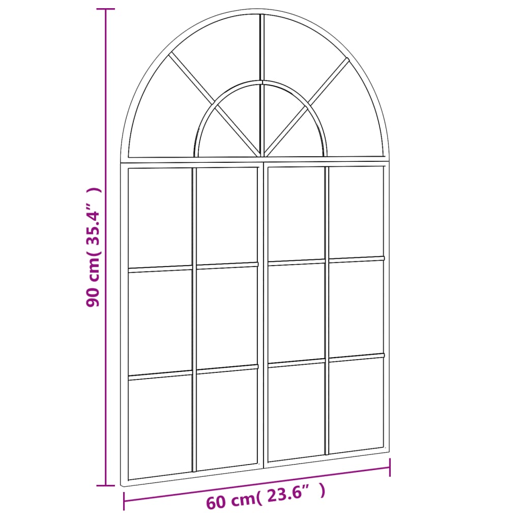 Wall Mirror Black 60x90 cm Curved Iron
