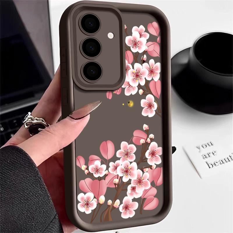 Pink Peach Blossom Soft Case For Samsung Galaxy A16 A15 A56 A55 A54 A25 A35 A53 5G S24 S25 S23 S22 Ultra Plus S24 FE Phone Cover
