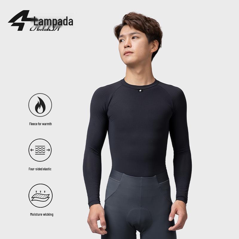 

Lanpuda Men s Slim Fit Velvet Warm Undershirt for Autumn/Winter Road Biking L чорний