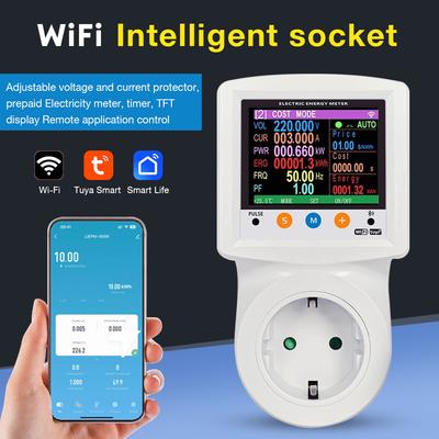 16A Tuya WiFi Electricity Consumption Energy Meter Power Meter Smart Electric Energey Meter Voltage/Current Protector EU Socket