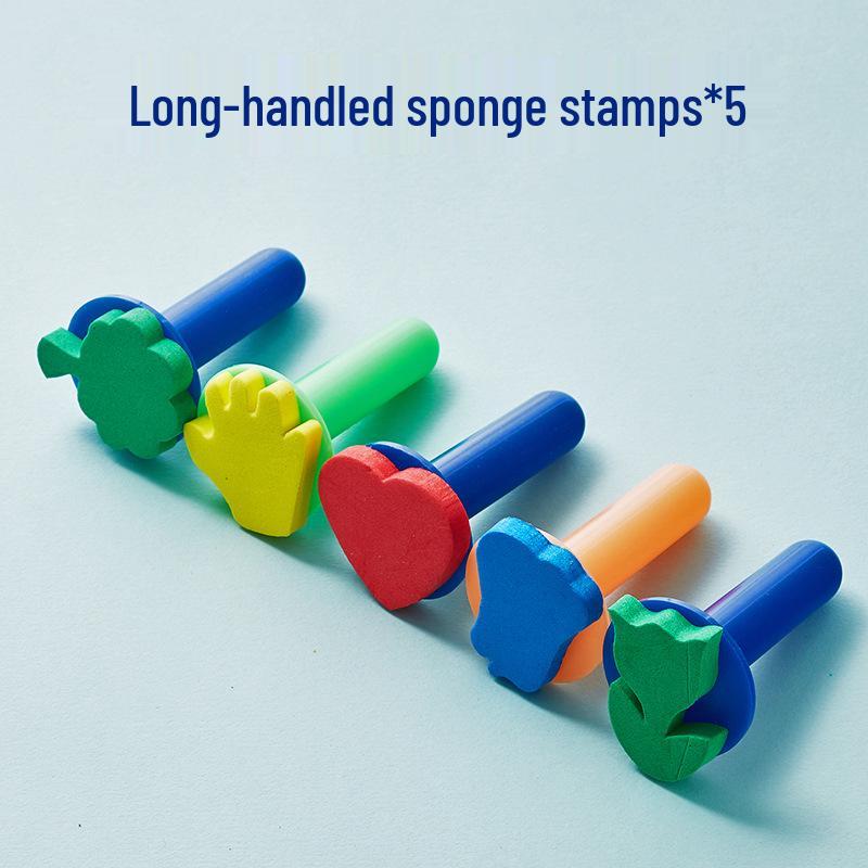 Kid's Sponge Stamp Ink Pad and Roller Set for Painting and Drawing