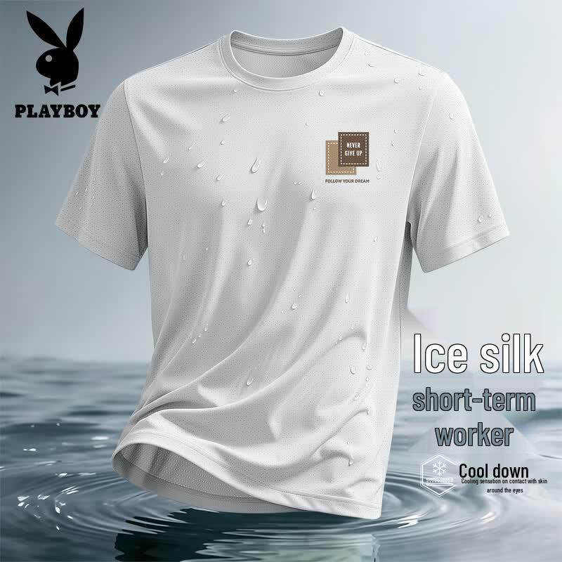 PLAYBOY Men s Quick-Dry Ice Silk T-Shirt 2XL