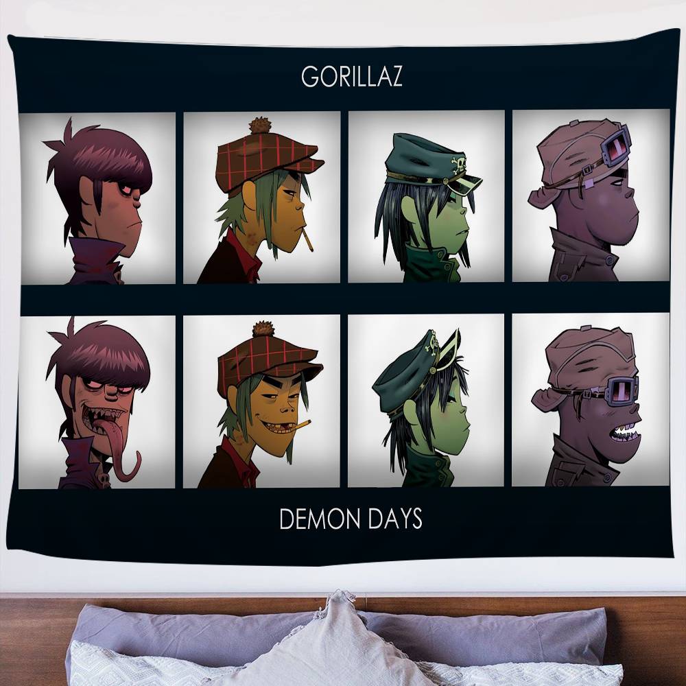 Virtual Rock Band Gorillaz Music Anime Tapestry Hanging Tarot Hippie Wall Rugs Dorm Home Decor