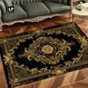 Luxury Black Gold Baroque Print Carpet Plush Flannel Rug Living Room Bedroom Home Decor Area Rug Non Slip Floor Mat