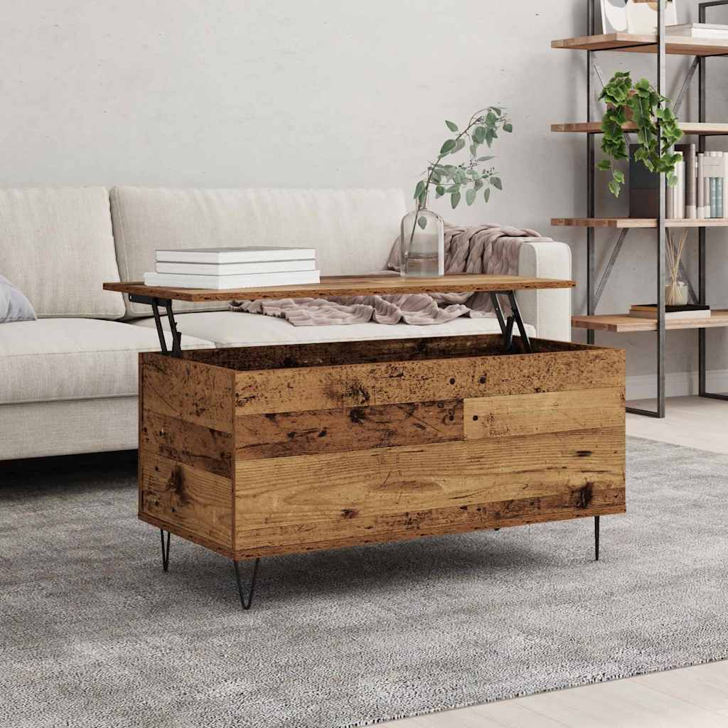 Industrial Style Coffee Table Reclaimed Wood Look 90 x 44.5 x 45 cm Engineered Wood