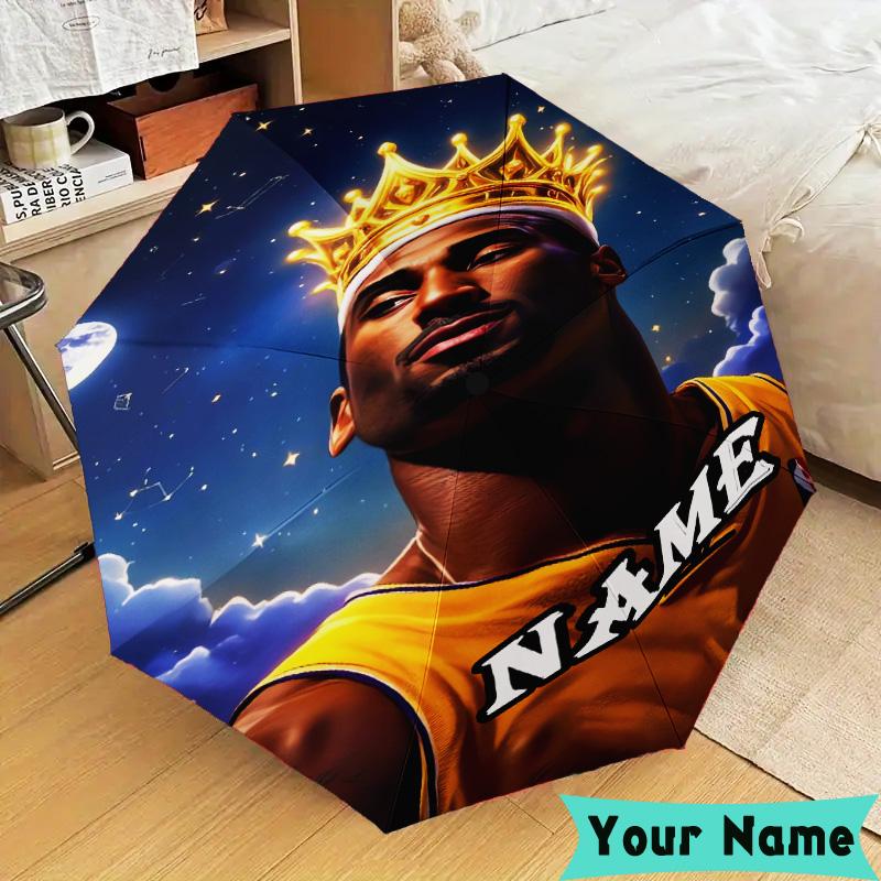 Custom Name Basketball Player Action Umbrella, Foldable Umbrella Suitable for Outdoor Shopping Travel Sports, Exquisite Gift for Family