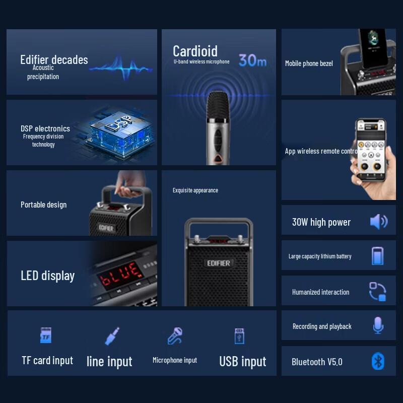 Edifier PP205S Dual-Mic Portable K-Song Bluetooth Speaker CN Plug (adapter Included)