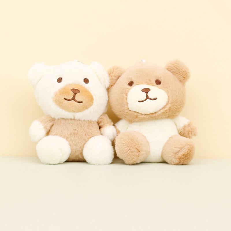 Adorable Plush Keychain Teddy Bear Beige Soft Short Plush Pp Cotton Filling 12cm