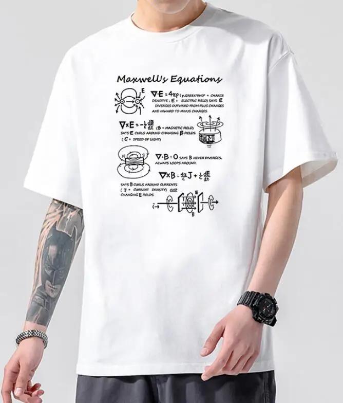 Women's round Collar Short Sleeve T-shirt INS Fashion Mathematical Formula Print Casual Summer Top Polyester Fabric