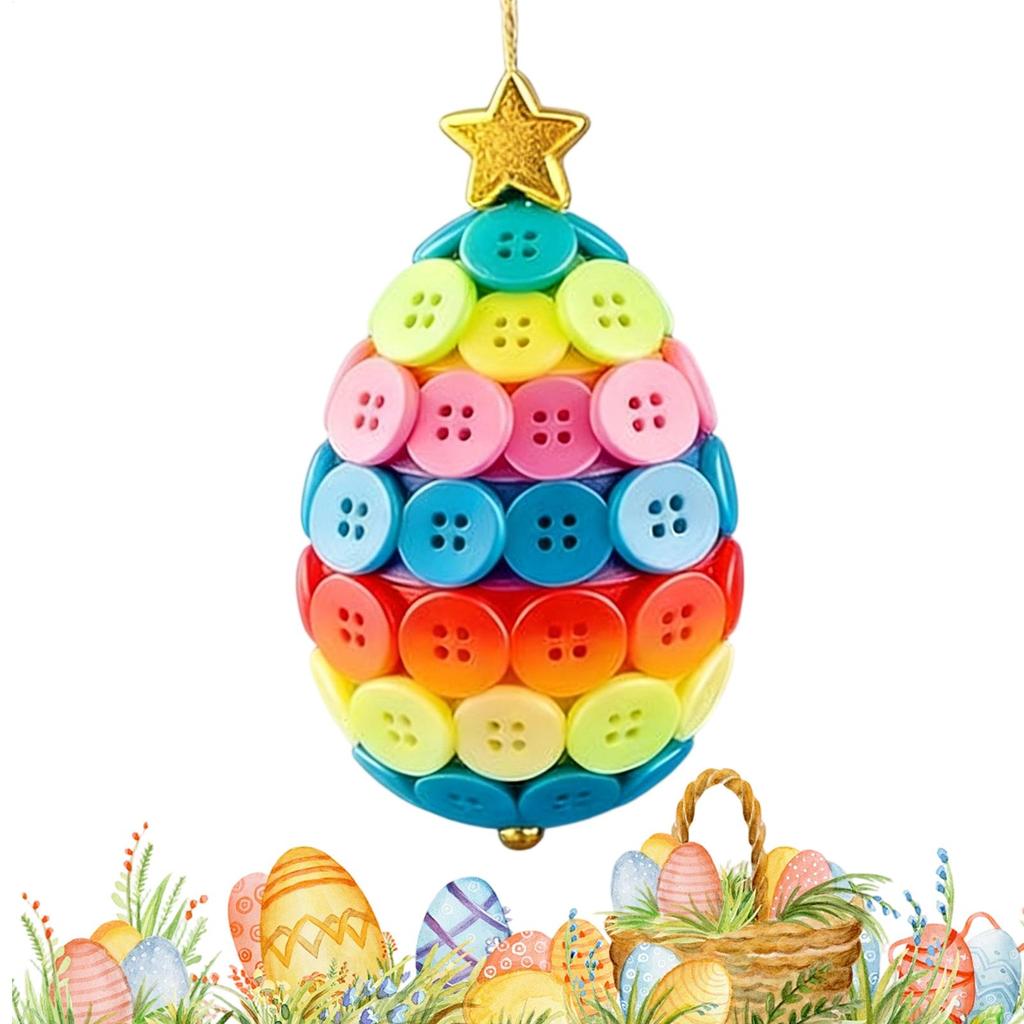 DIY Button Rabbit Handmade Crafts Kit Easter Bunny Carrot Egg Pendant Making Set For Beginners DIY Button Decoration Accessories