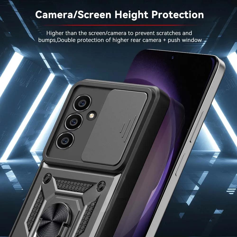 Case For Samsung Galaxy A17 A07 A56 A36 A26 A16 A06 A55 A35 A25 A15 A05S M56 M06 Armor Ring Holder Lens Protect Shockproof Cover