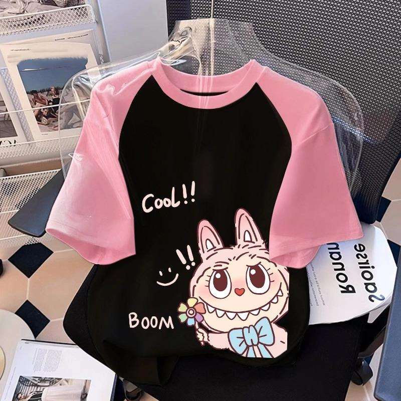 Kreslené Monstrum Elf Grafika Labubu Dětské Tištěné Tričko Léto Dámské Ležérní Venkovní Dívčí Trička s Krátkým Rukávem Top Oblečení