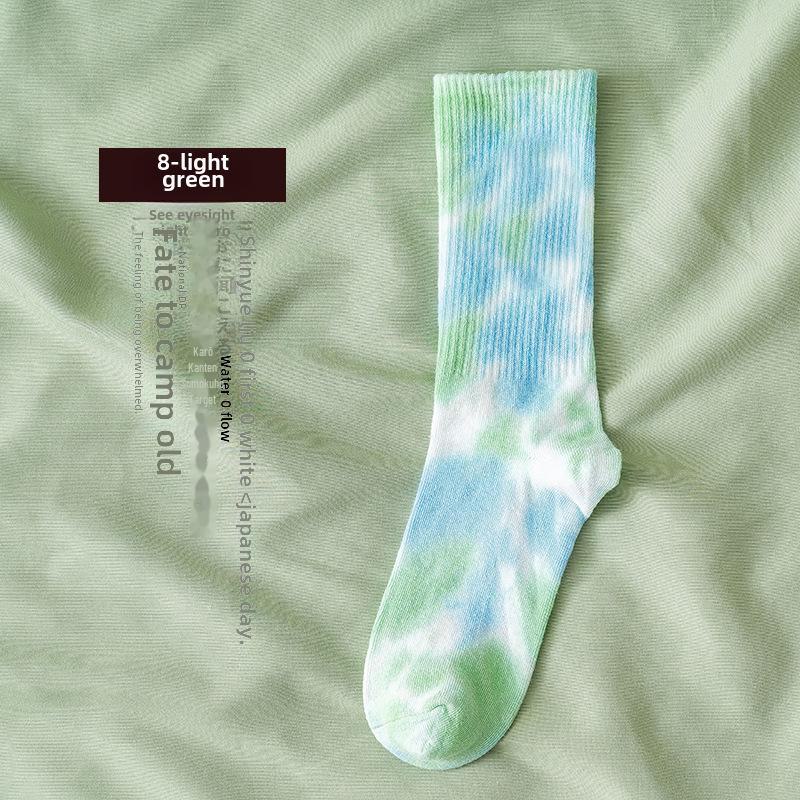 Gradient Tie-Dye Mid-Tube Cotton Socks - Women's Street Fashion & Sport Trend