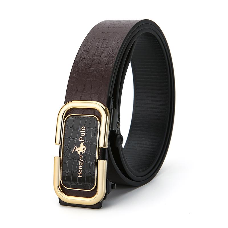 Paul Men's No-Buckle Automatic Crocodile Pattern Belt - Versatile, Casual, Trendy Korean Style