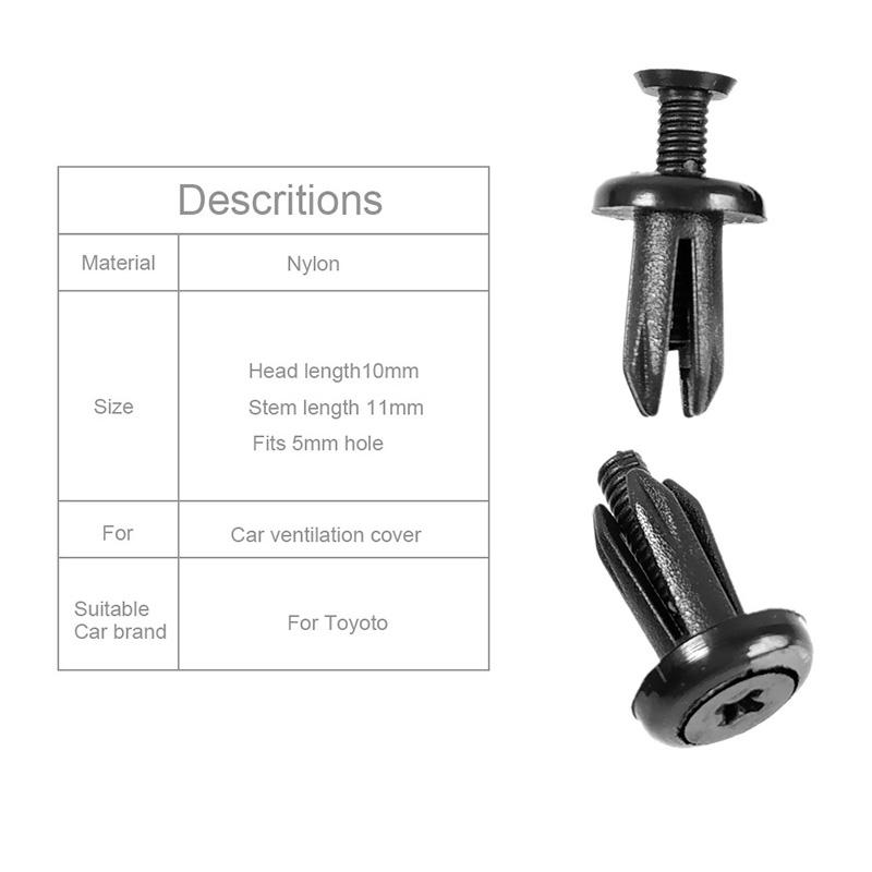 50pcs 5mm Car Nylon Clips Fastener Bumper Wheel Eyebrow Fender Clips Fastener Screw Ventilated Cover Plat Retainers Rivets