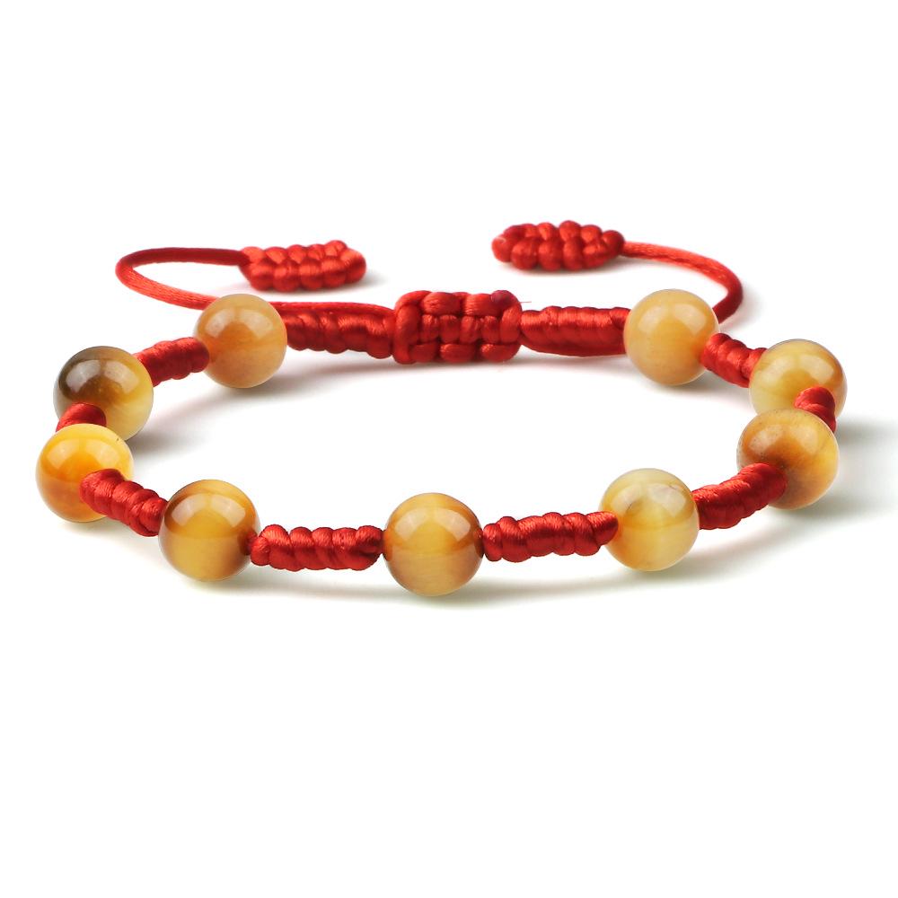 Handmade Tiger Eye Beaded Figure Eight Knot Couple Bracelet Set красный