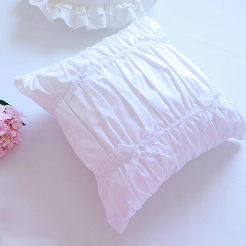 Luxury Embroidery Cushion Cover Ruffle Lace Wrinkle Pillow Cover Cake Layers Princess Bedding Pillowcase 45x45cm