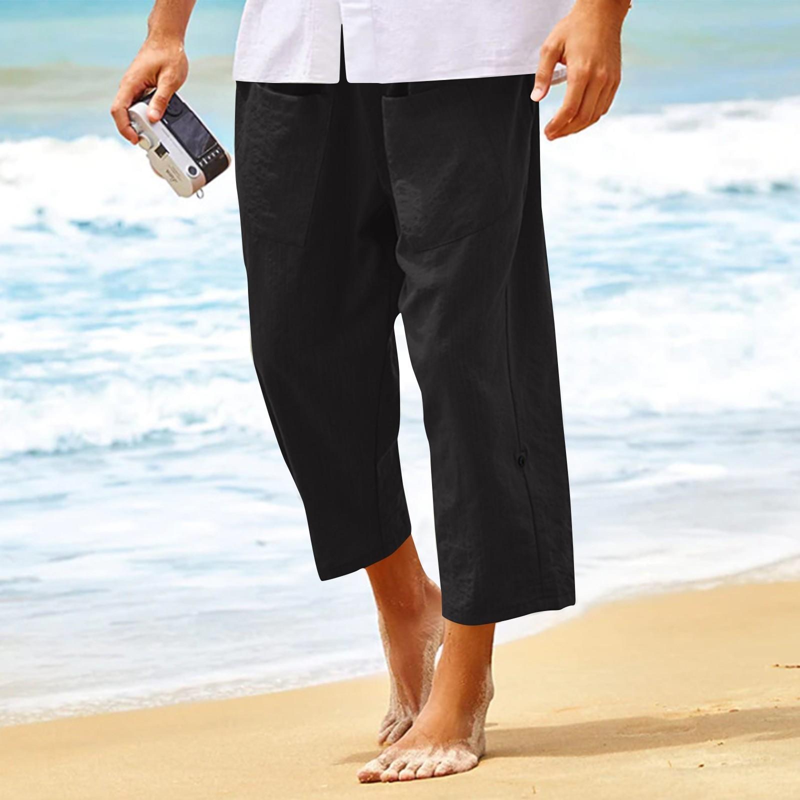 

Мужские повседневные свободные брюки длиной 8 дюймов с завязками на лето длиной 8 дюймов XXL чёрный