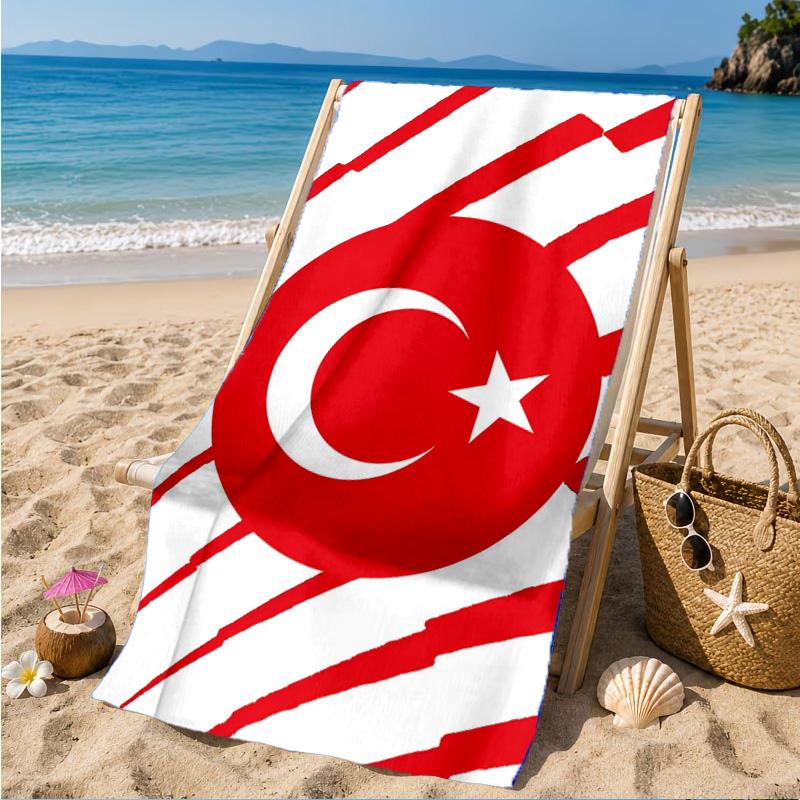 Turkish Flag Design Beach Towel, Quick-drying, Easy to Care for, Suitable for Both Fitness and Beach Vacations,Sports Essential