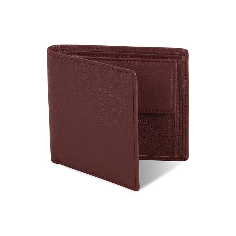 

[Business Leather Factory] Bi-fold wallet (with coin purse) Water repellent original leather cow leather unisex 6 pockets Thin (burgundy)