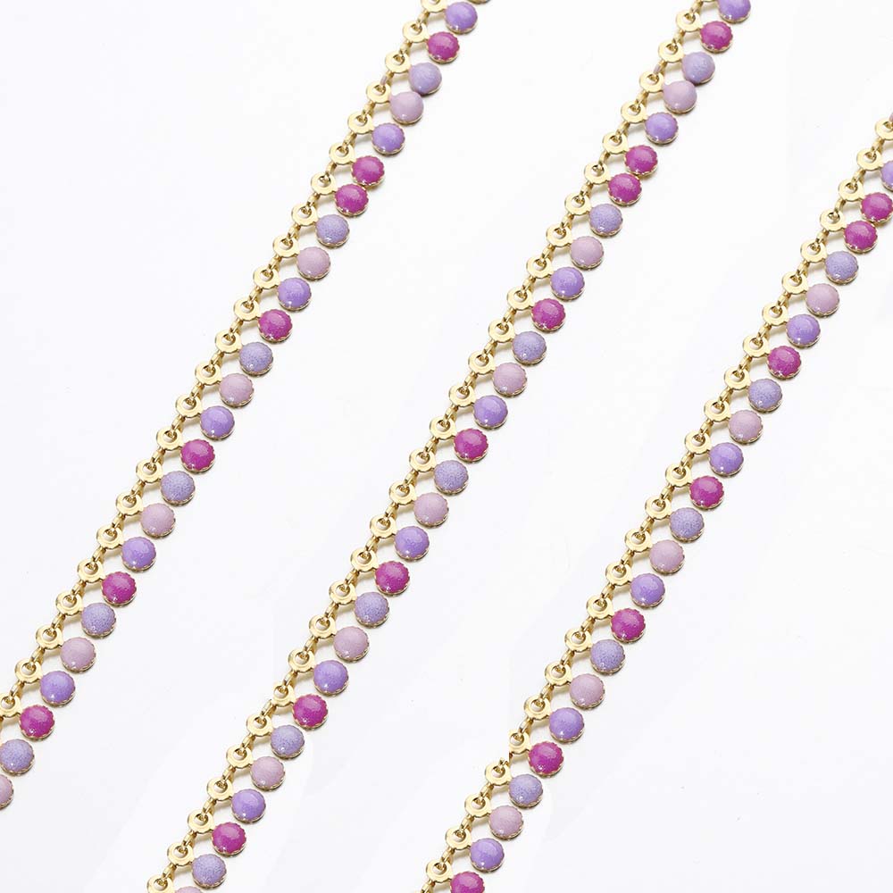1Meter Colorful Enamel Heart Leaf Bead Chain Stainless Steel Gold Color Chain for DIY Clothing Jewelry Making Necklace Bracelet