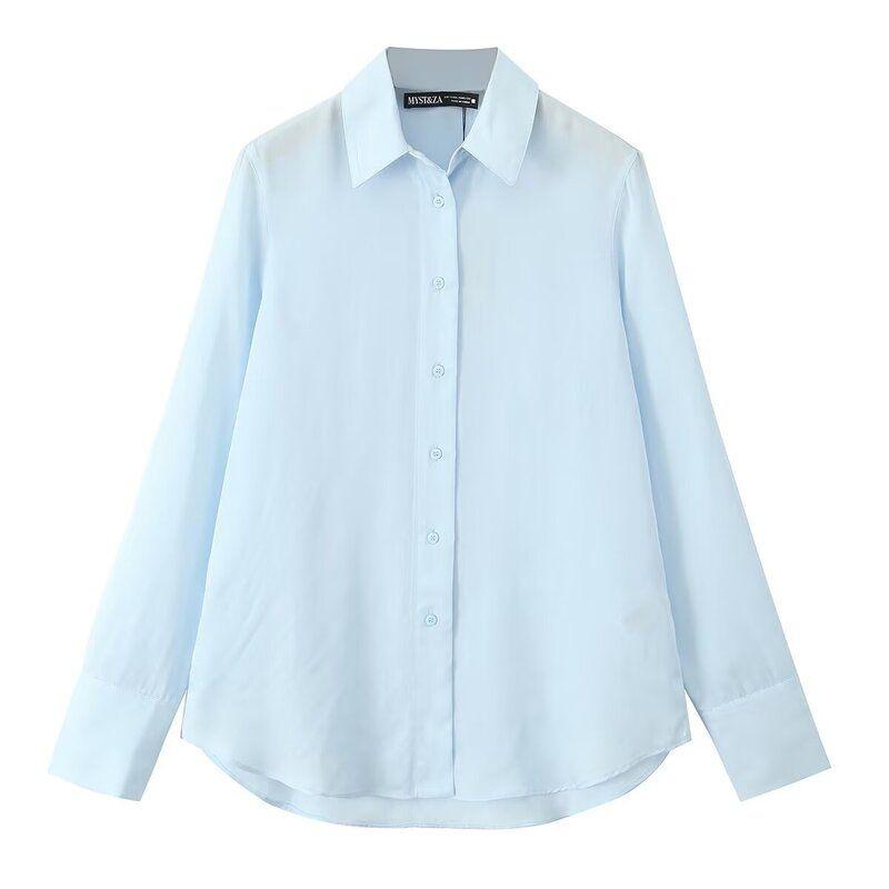 Fashion Style 2024 Autumn New Women's Clothing Temperament Wild Vertical Basic Long Sleeves Lapel Shirt 9479255