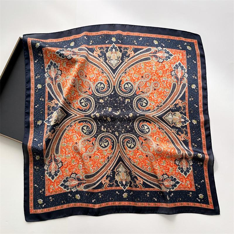 New Silk Square Scarf Women Retro Paisley Cashew Print Neckerchief Female Foulard Head Hijab Hairband Soft Neck Bag Ribbon Satin